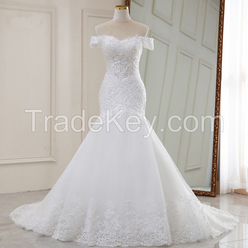 Sexy Mermaid Wedding Dress for Women Appliques Bridal Gownsl