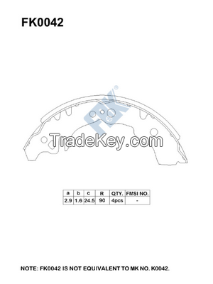 FBK Brake Shoe FK0801 OE 04495BZ010/04495BZ011 for TOYOTA- Ceramic and  Non-Asbestos