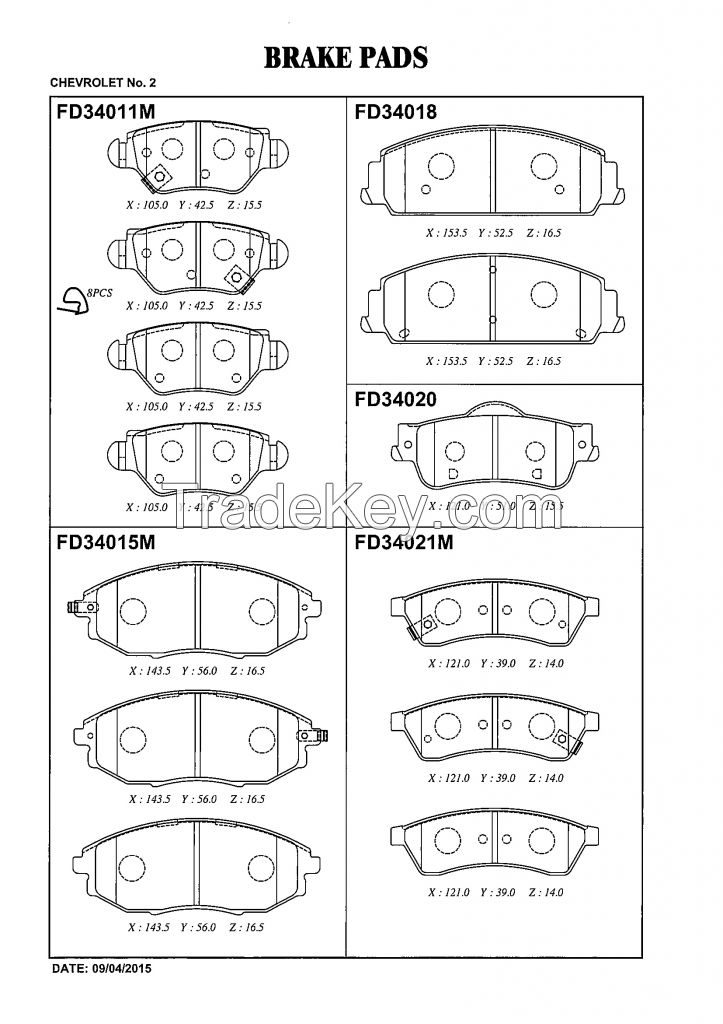 FBK Brake Pad FD34015 for OE 96475027 - CHEVROLET