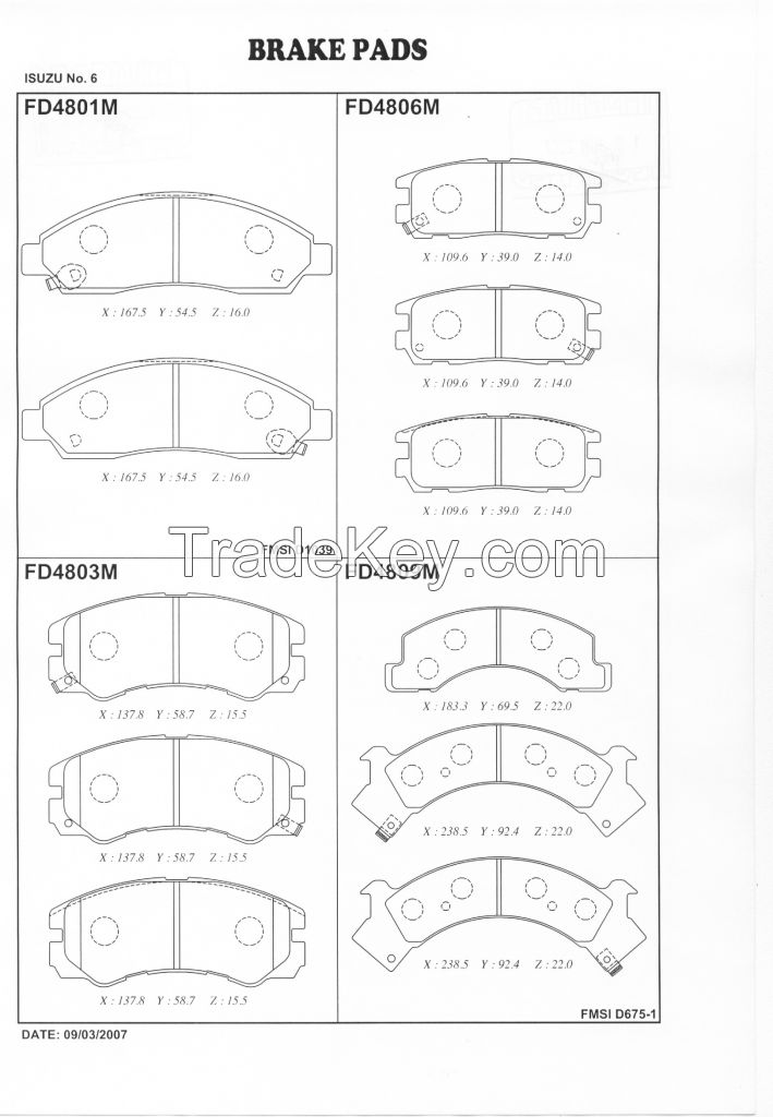 FBK Brake Pad FD4801 for OE 8973682520 - ISUZU D-MAX II