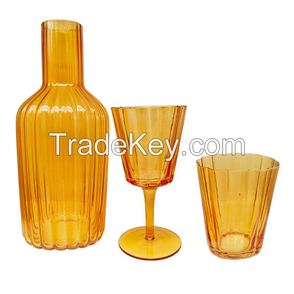 Ribbed Vertical Drinking Glasses