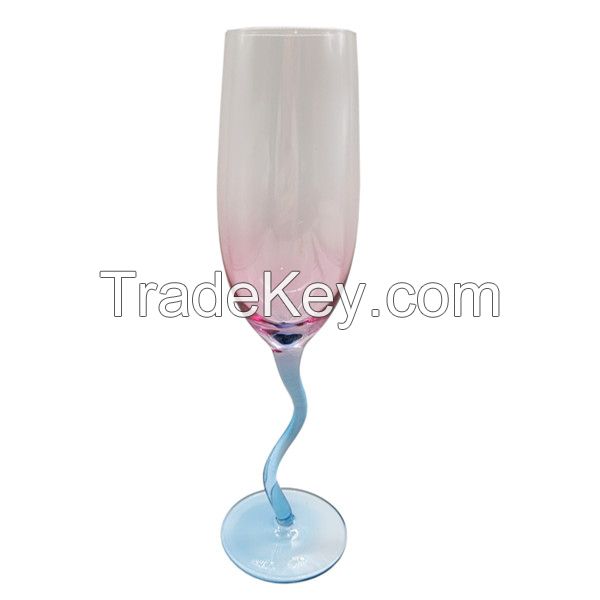 Curved Blue Stem Vintage Wine Glasses