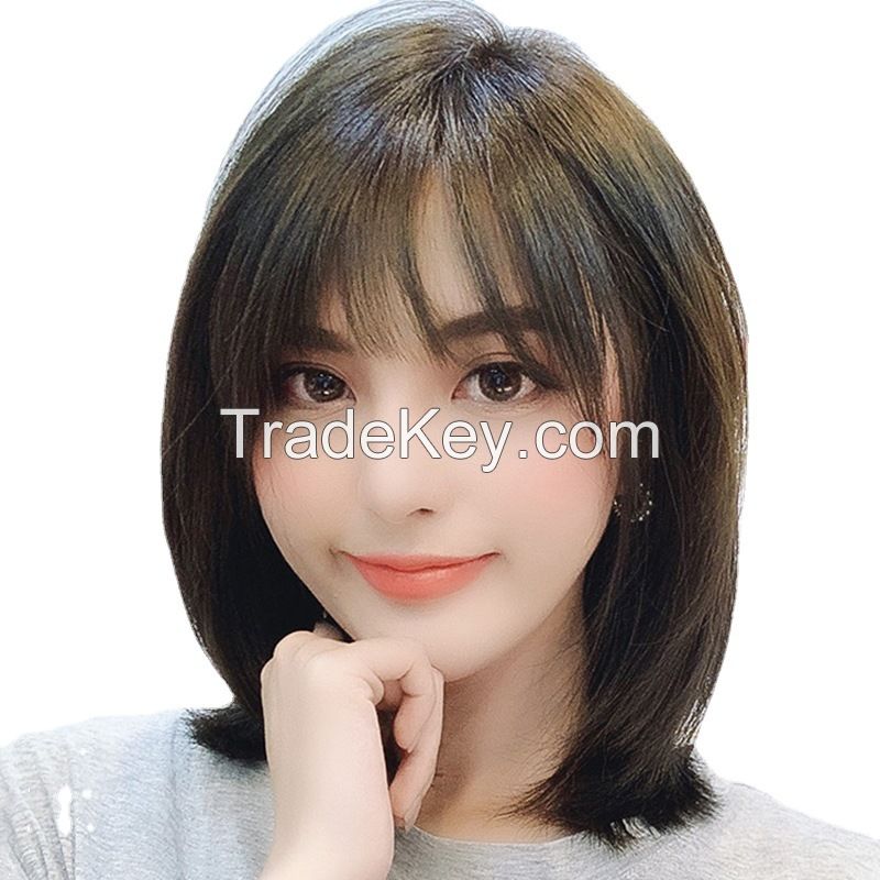 Human Hair Wig Headgear , Short Wig Headgear, Straight Hair Wig