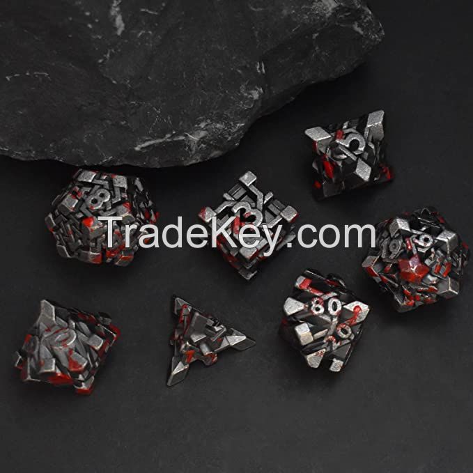 Black Edge with Teal Scale Edge 7 PCS Dragon Scale Metallic DND Die for Dungeons &amp; Dragon D&amp;D Game Metal dice