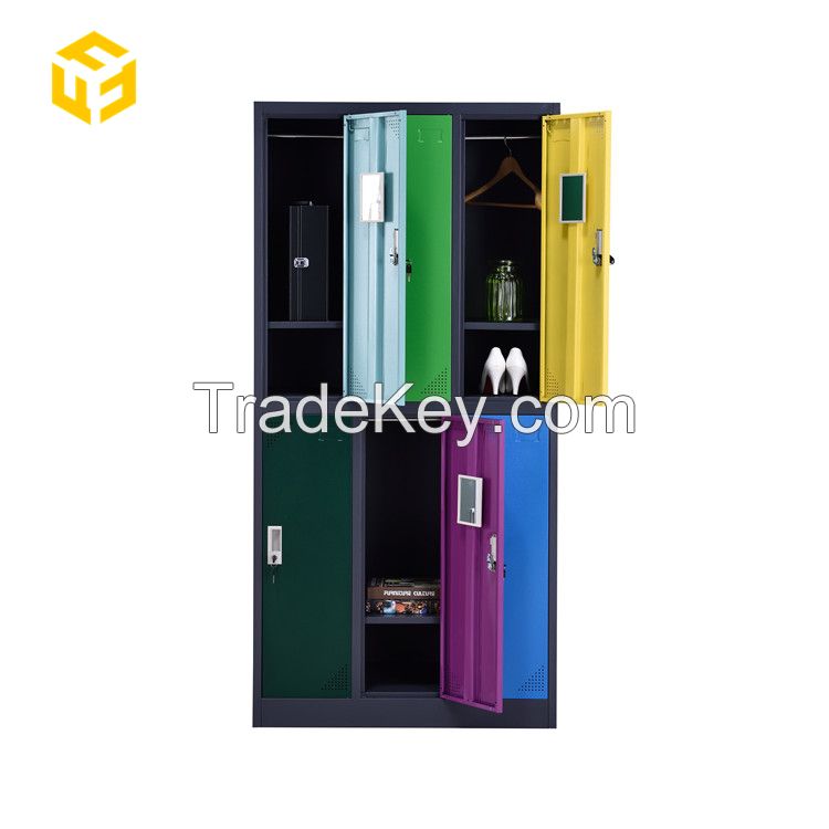 Steel  Lockers Manufacturer Office Storage School Gym Use Mixed Color 9 Door Metal Wardrobe 