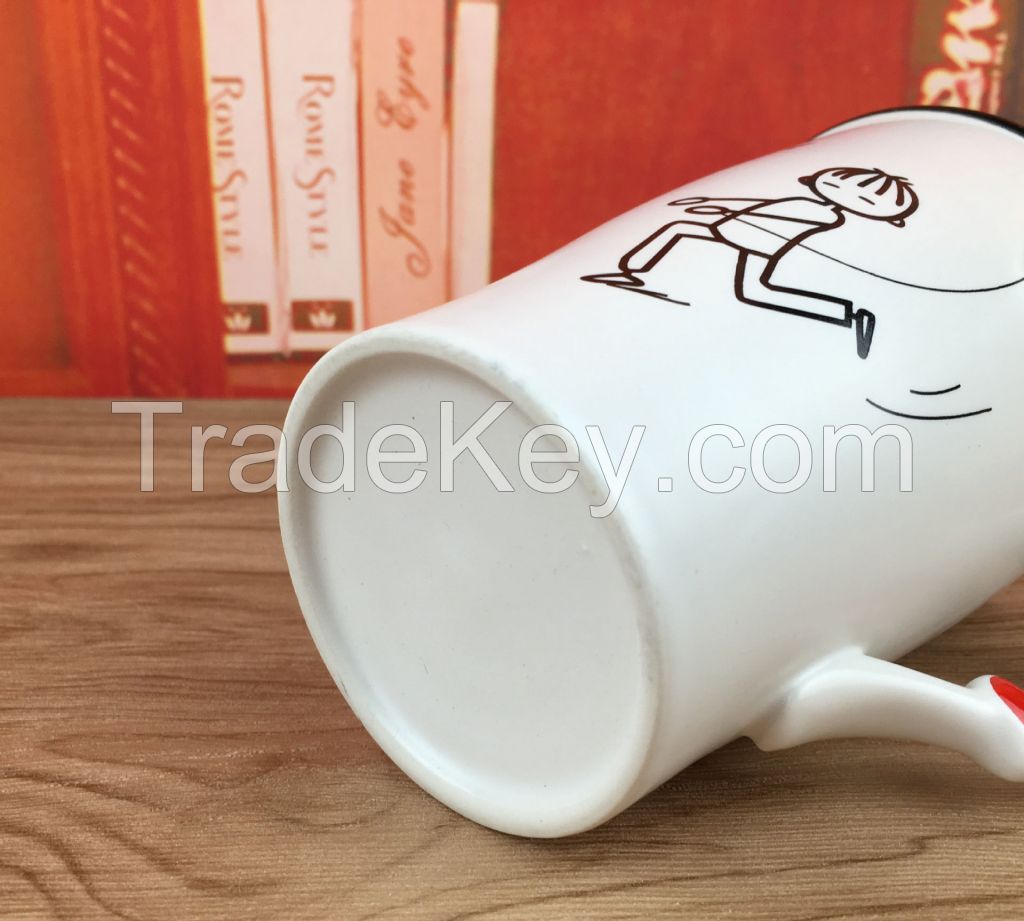 KITQIENN Coffee Mug White Ceramic Cups for Latte Tea Beer Drink