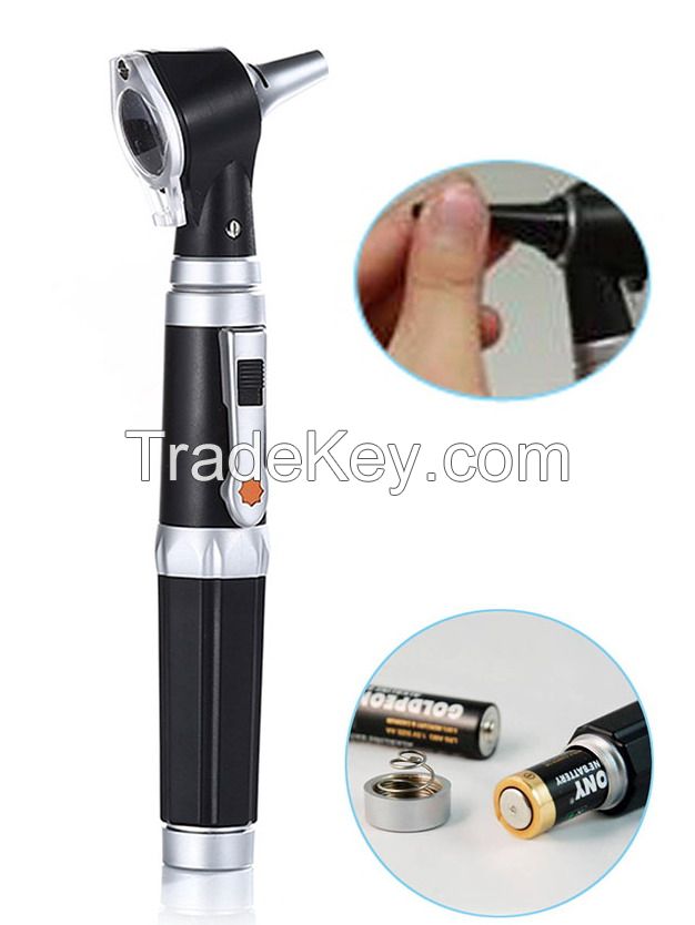 Fiber Otoscope Set Black  Optic Infant Otoscope Opthalmoscope for ENT Diagnostic Examination