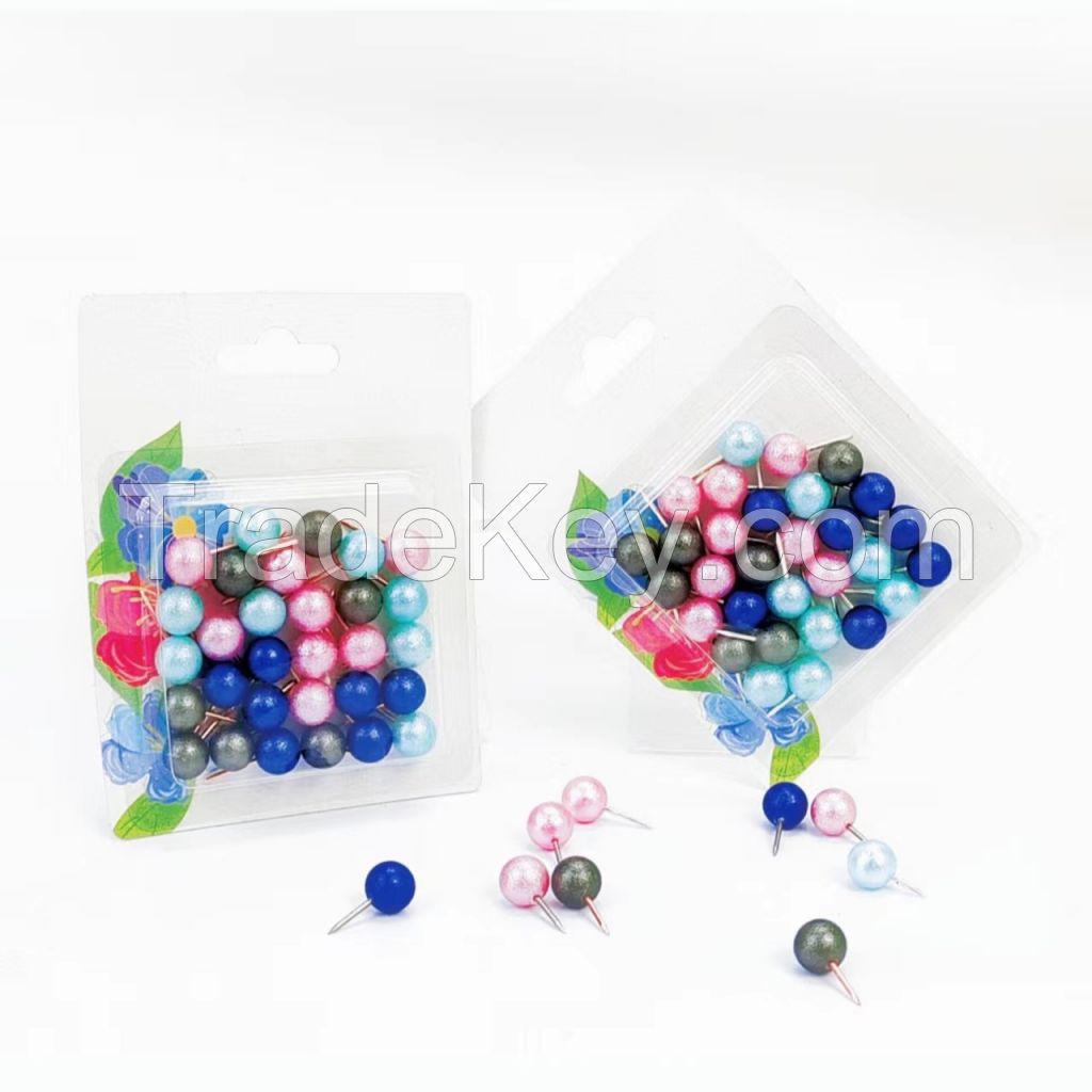 colorful pearl push pins