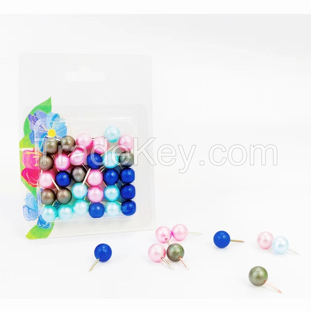 colorful pearl push pins