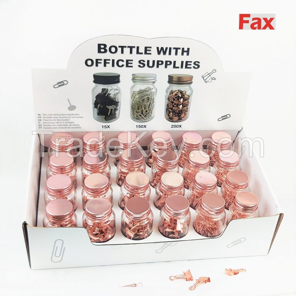 rose gold glass bottle paper clips