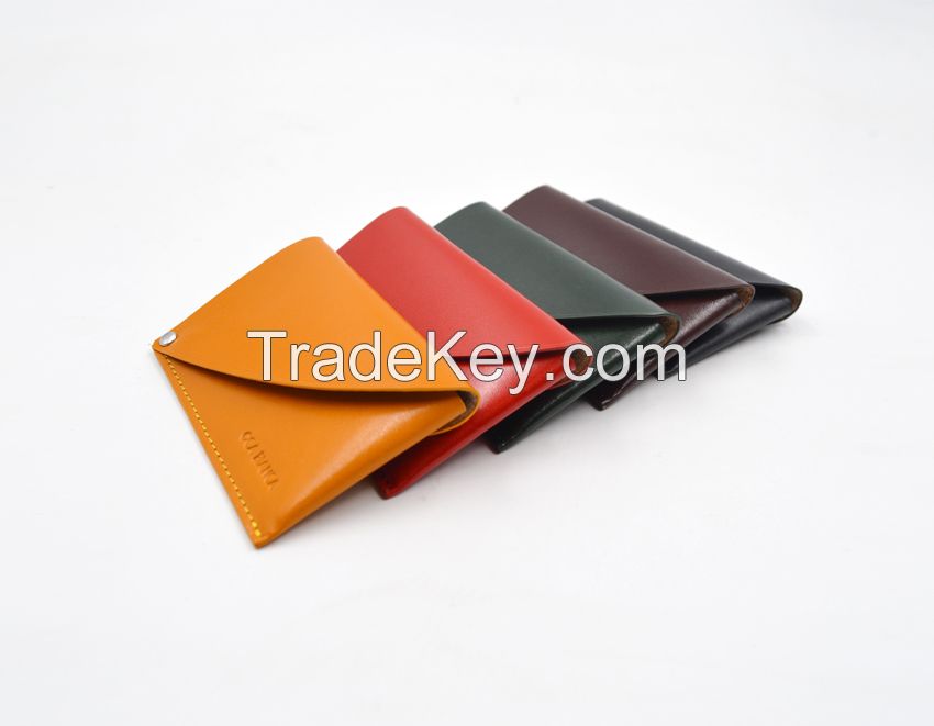 Leather card case with flap