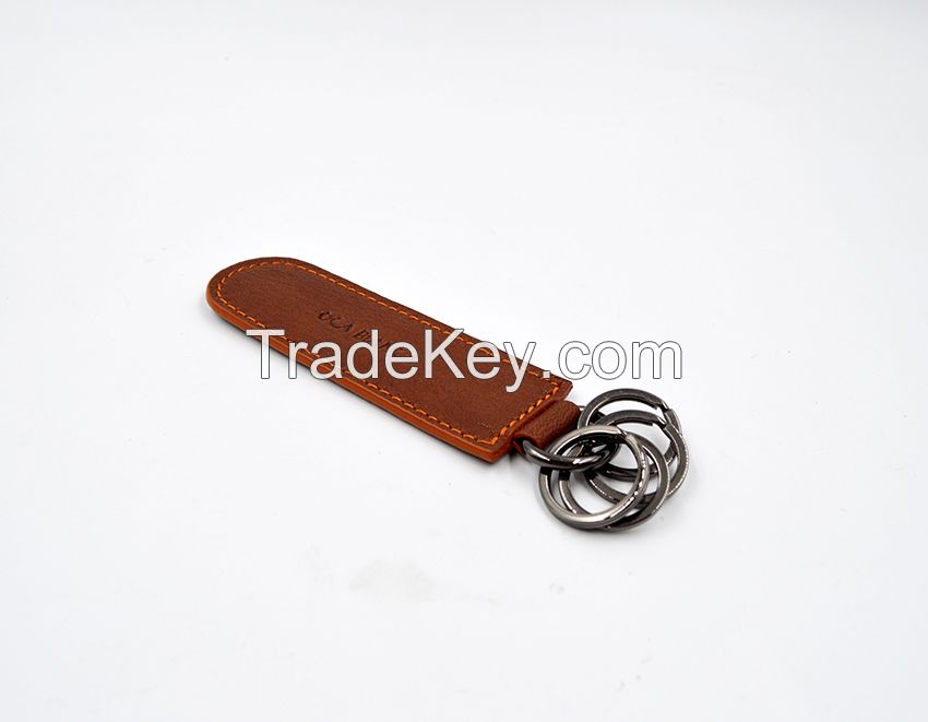 Simple leather key holder case with key ring