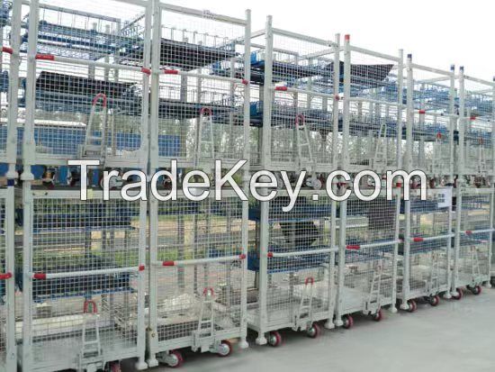 Assembly Line Side Racks with Quad Steer Towable Cart/ Towable Rack Cart