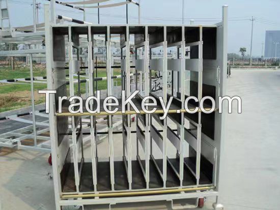 Assembly Line Side Racks with Quad Steer Towable Cart/ Towable Rack Cart