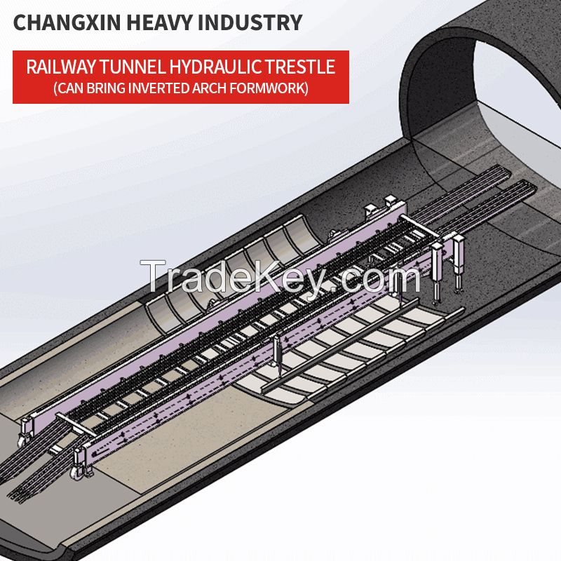 Railway tunnel hydraulic trestle (with inverted arch formwork)