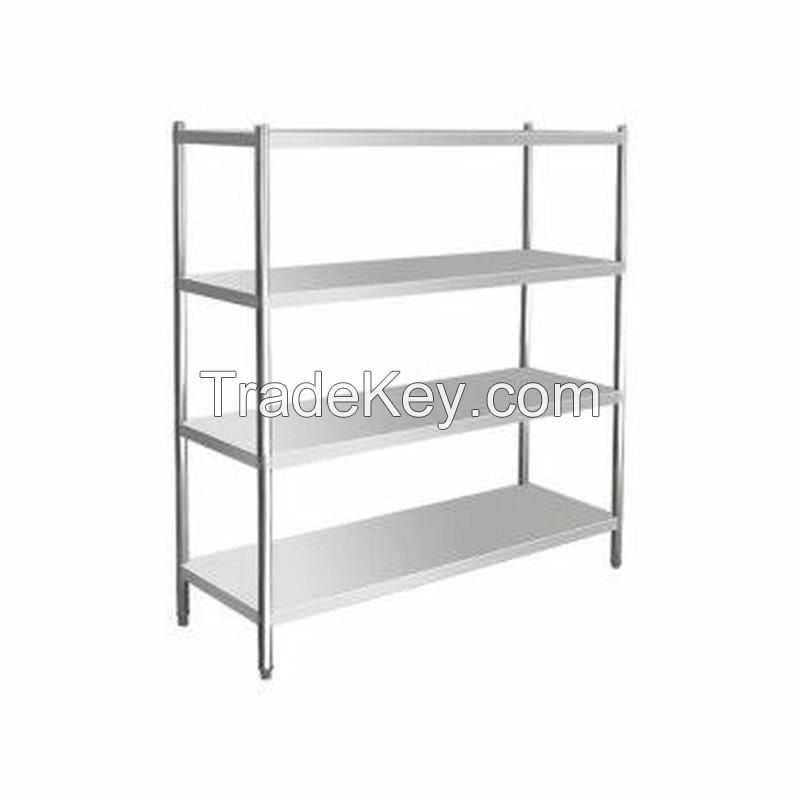 Stainless steel flat rack commercial multi-functional four-story warehouse punching rack hotel restaurant kitchen storage rack