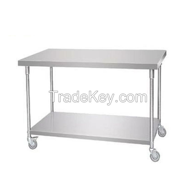 Stainless steel workbench double-layer custom kitchen operation tablerack commercial lotus table cutting table packaging table 