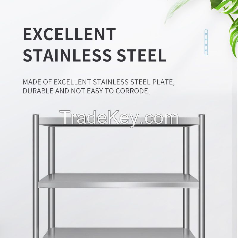 Stainless steel flat rack commercial multi-functional four-story warehouse punching rack hotel restaurant kitchen storage rack