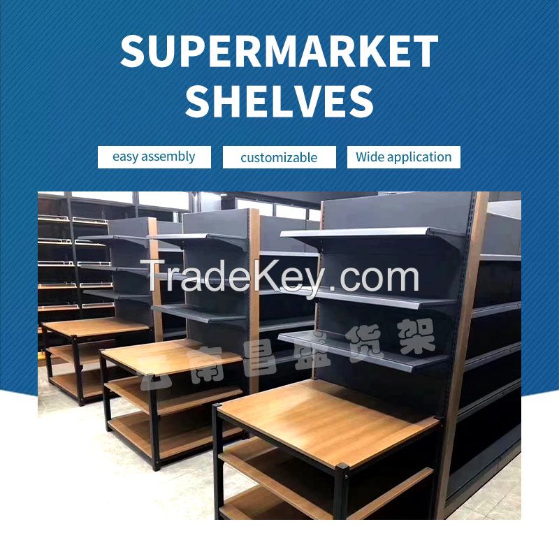 CHANGSHENG custom supermarket shelves L-type convenience store beverage shelves fresh supermarket dry goods fruit and vegetable shelves