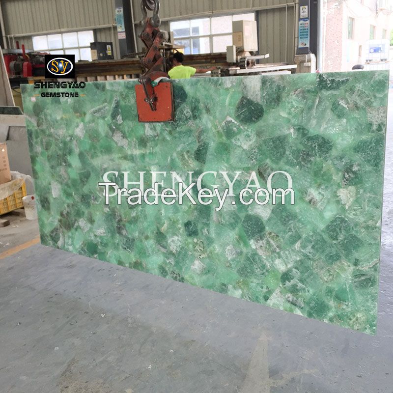 Purple Fluorite Slab Green Crystal Wall Panel Gemstone Slab