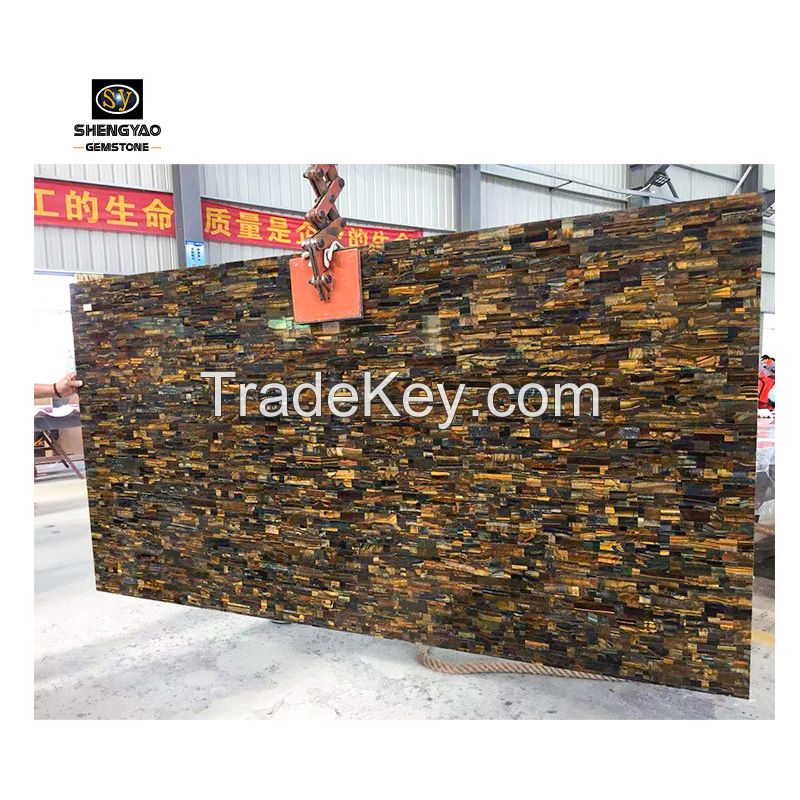 Wholesale Gemstone Yellow Blue Tiger Eye Stone Slab Semiprecious Stone Slabs