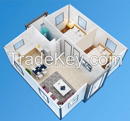 Prefab modular portable expandable container house with two bedrooms