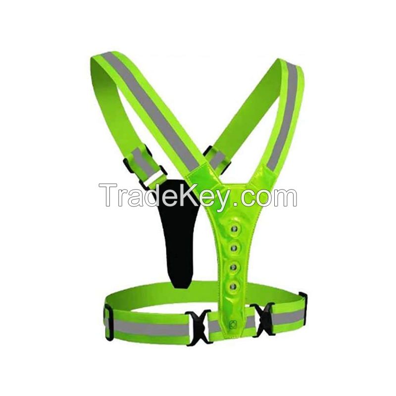 Safety Vest LED Reflective Gear Reflective Running Vest with Adjustable Elastic Belt For Night Walkers Bikers