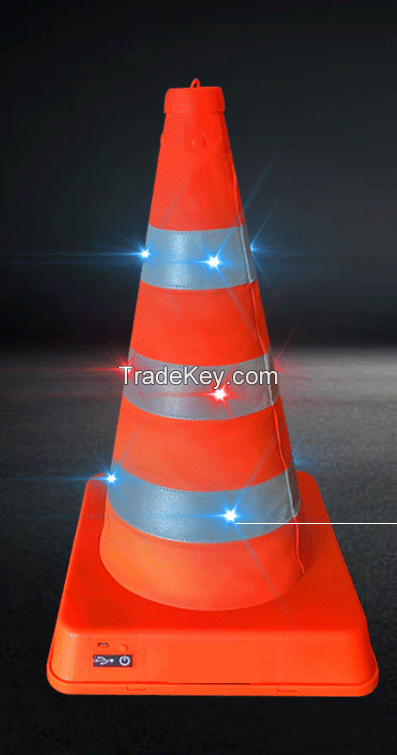 Road safety led flash traffic cone Collapsible Road Work Reflective Cones Traffic Safety Cones 41 70CM Orange LED Color Weight Material Origin Place Model