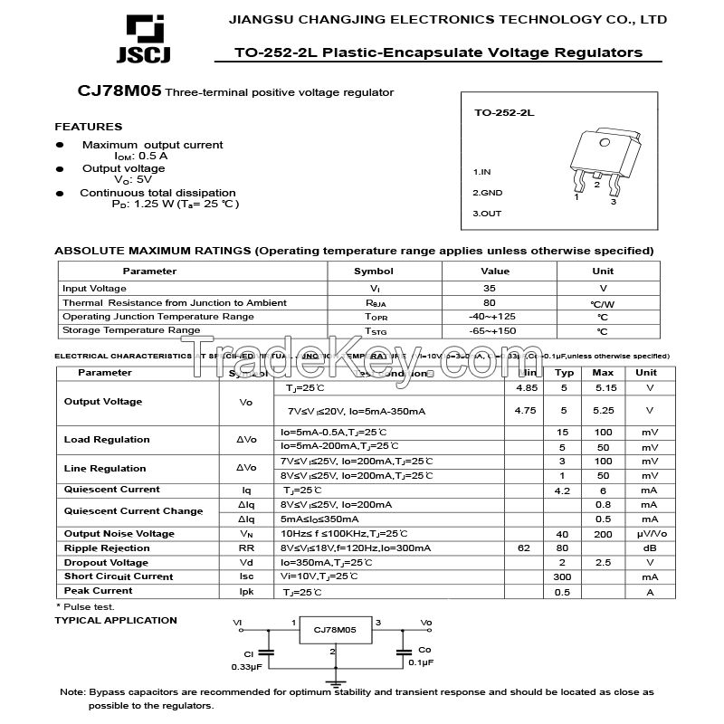 CJ78M05 TO-252-2L V2.3 (Triple-ended Voltage Regulator IC)