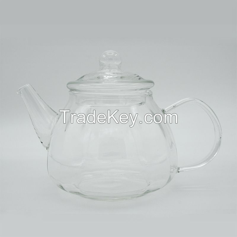 Heat-Resistant Borosilicate Glass Light-lines Teapot with 304 Stainless Steel Infuser DX-Z204，600ml