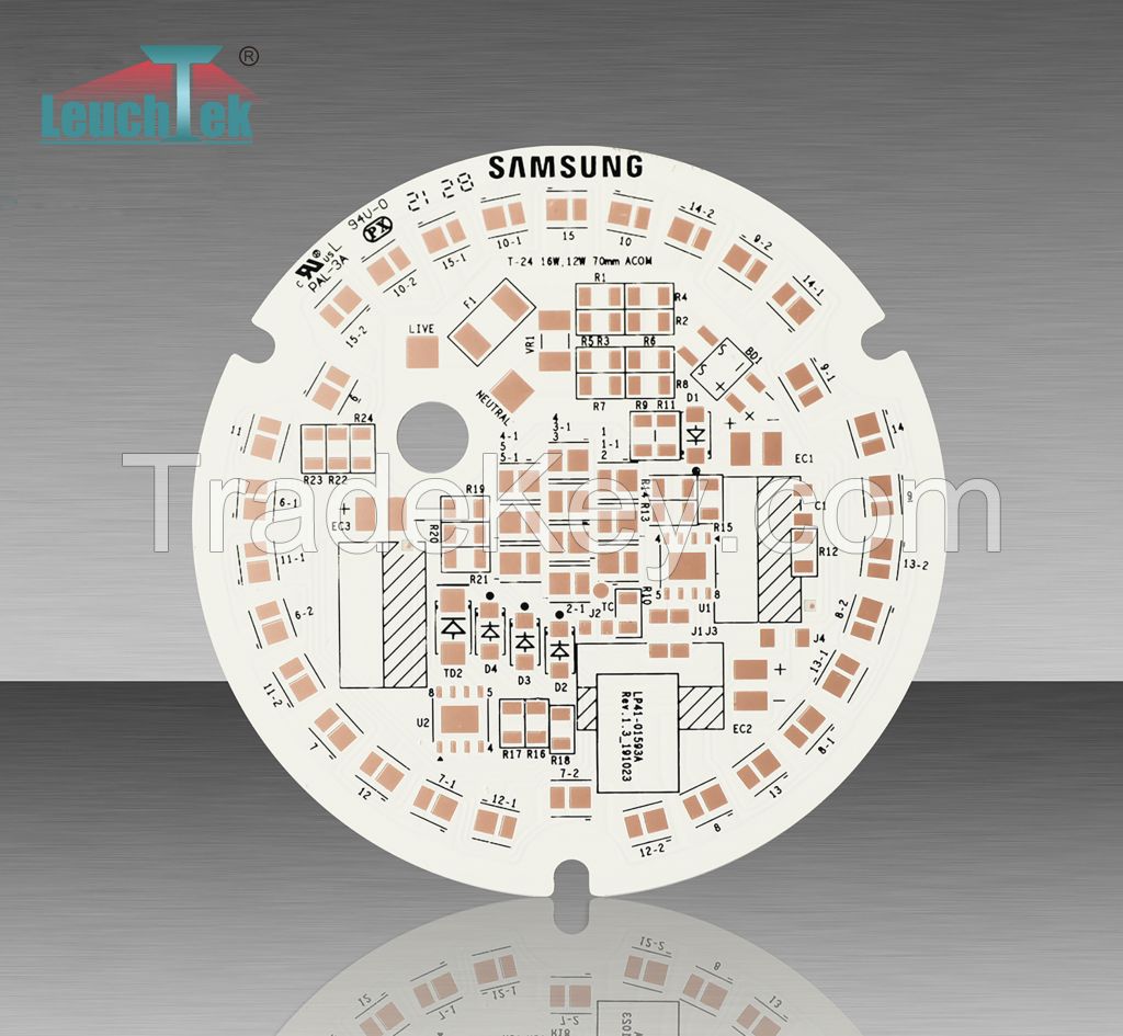 Round singe side LED PCB/PCBA  in aluminum  iron FR4 CEM3  Base