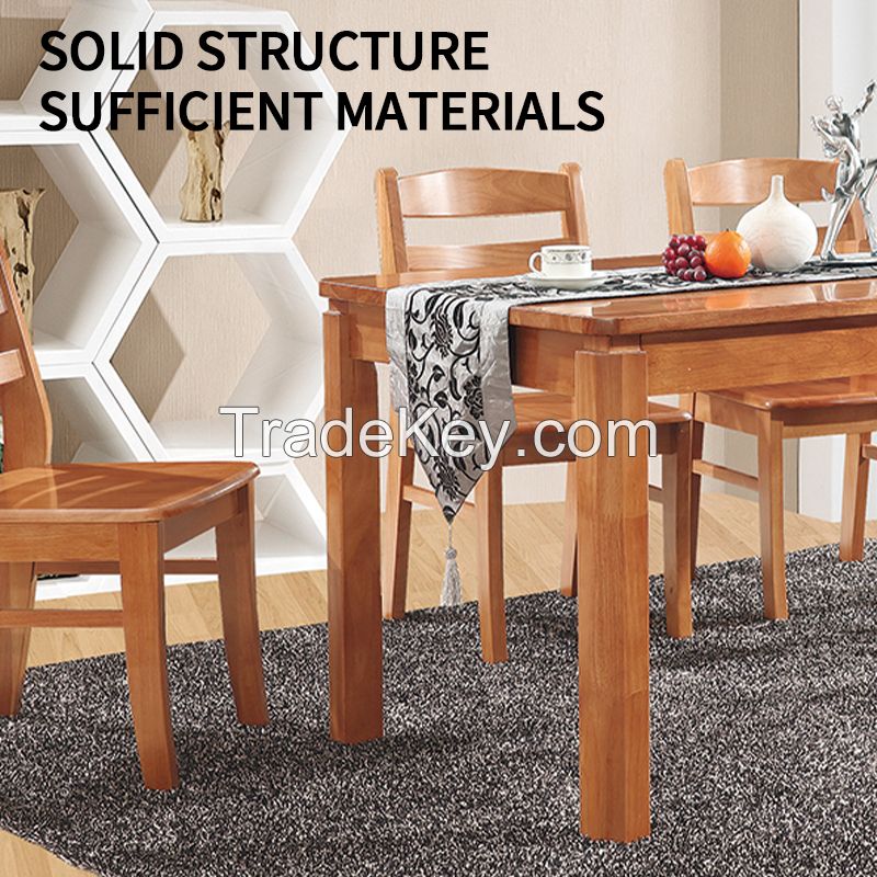 Scandinavian solid wood dining table and chairs minimalist modern rubber wood table and chairs set.