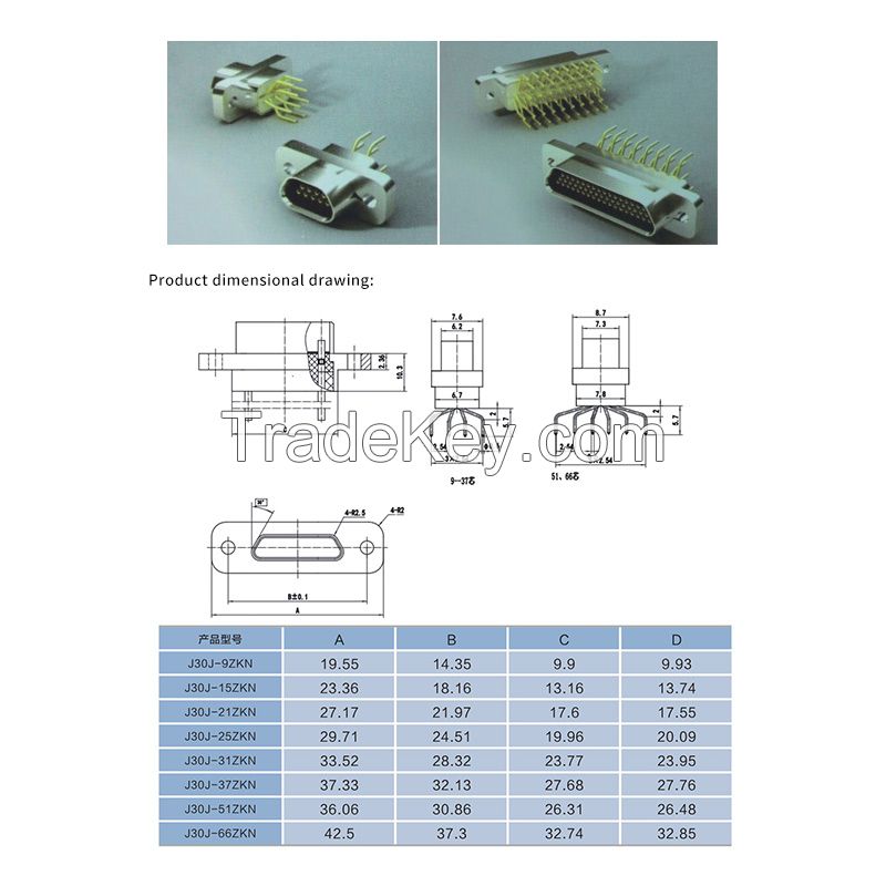 J30J has the characteristics of small size, light weight, reliable connection, excellent electromagnetic shielding performance, small insertion force, anti-vibration, impact resistance, etc.