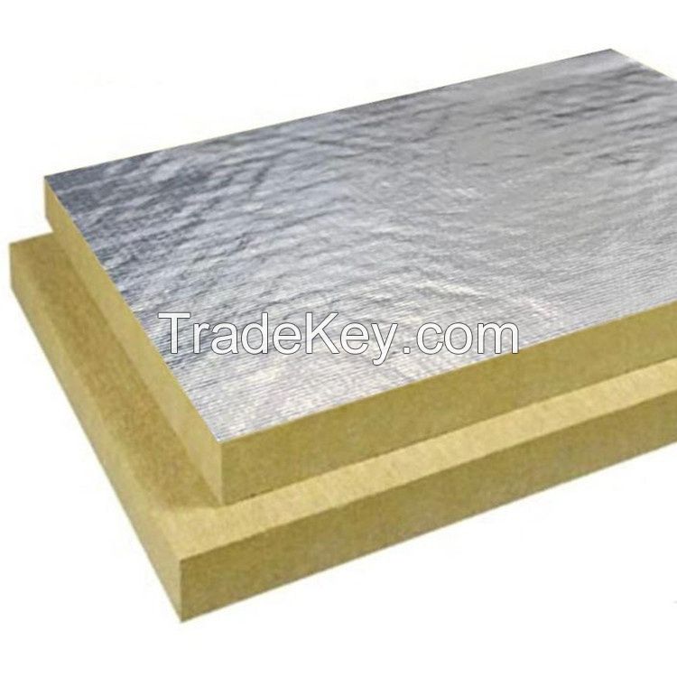 80kg/mÂ³ rock wool fireproof board mineral wool insulation board with foil facing