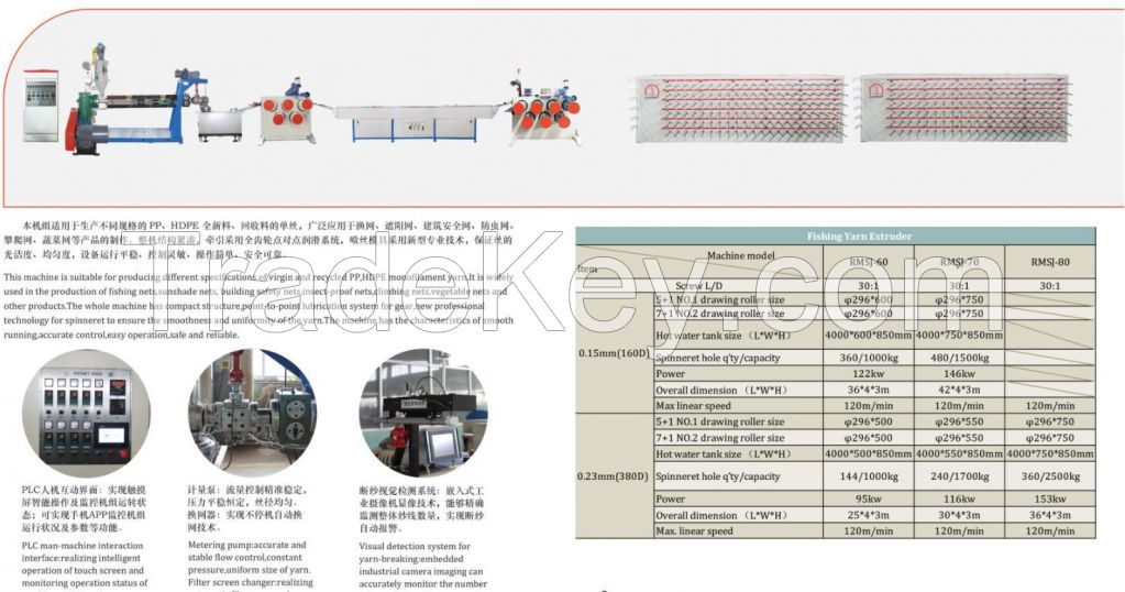 plastic pp hdpe pe round monofilament yarn extruder machine production line 