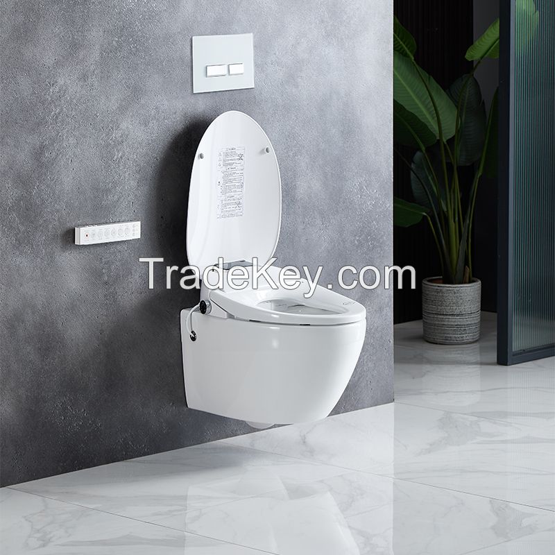 Hanging intelligent toilet features power-off flushing, luminous lighting, leakage protection and off seat flushing