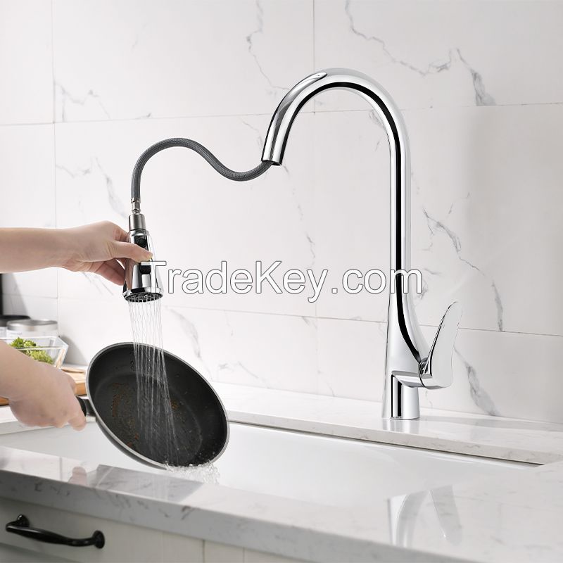 Kitchen faucet kitchen pull faucet hot and cold faucet can be rotated and pulled