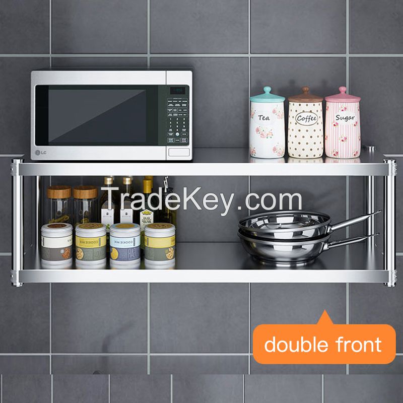 Double-layer stainless steel wall-mounted shelf