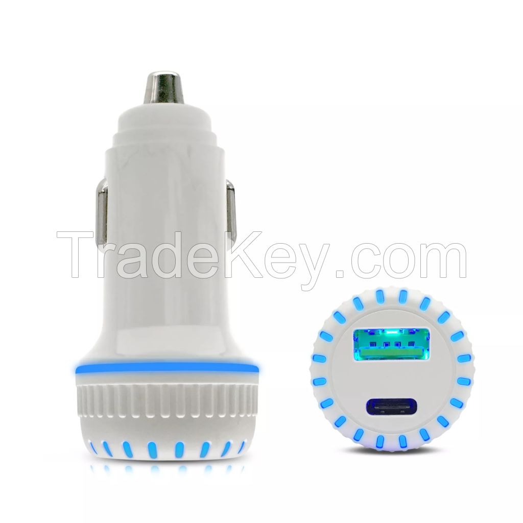 LED Display Quick Charge 5V 2.4A 18W Mobile Phone Plastic USB Car Charger