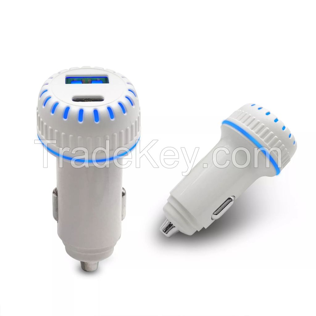 LED Display Quick Charge 5V 2.4A 18W Mobile Phone Plastic USB Car Charger