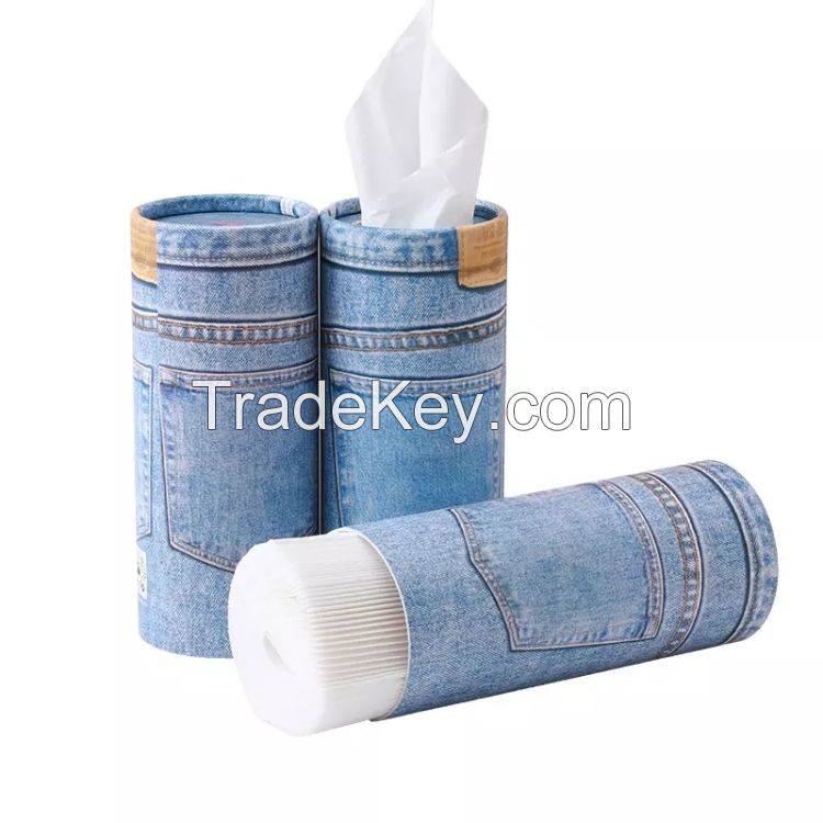 Traveling Tissues Round Cylinder Box Facial Tissues Tubes 