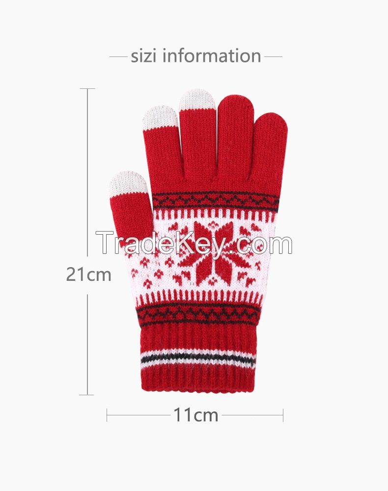 Touch screen gloves in autumn and winter Men&#039;s and women&#039;s split finger plush thickened knitted protective gloves