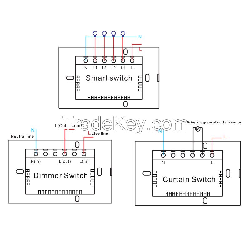 KAISI smart switch wifi touch 1/2/3/4 gang Glass Panel US standard 118*72MM wall switches