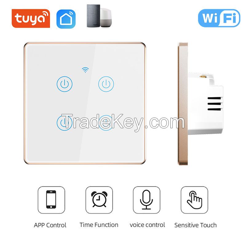 Metal bezel Smart Switch Wifi Zigbee KAISI 1 2 3 4 GANG 86 Glass Panel inteligente tuya wall touch switch