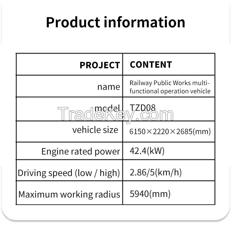 Mail contact for ordering goods.Railway public works multifunctional operation vehicle TZD08 carry.