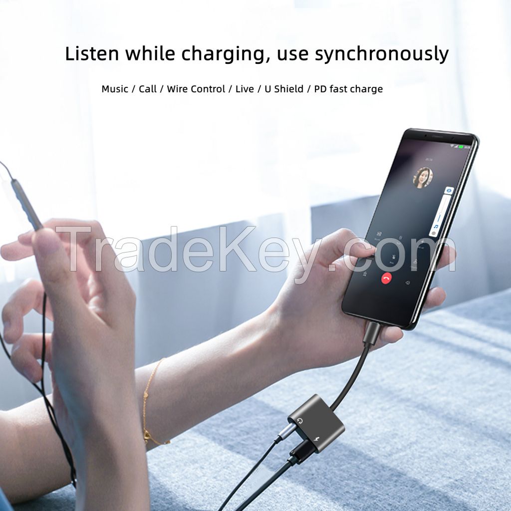 DAC 2 in 1 for type-c to 3.5mm  Audio Adapter cable with fast charging