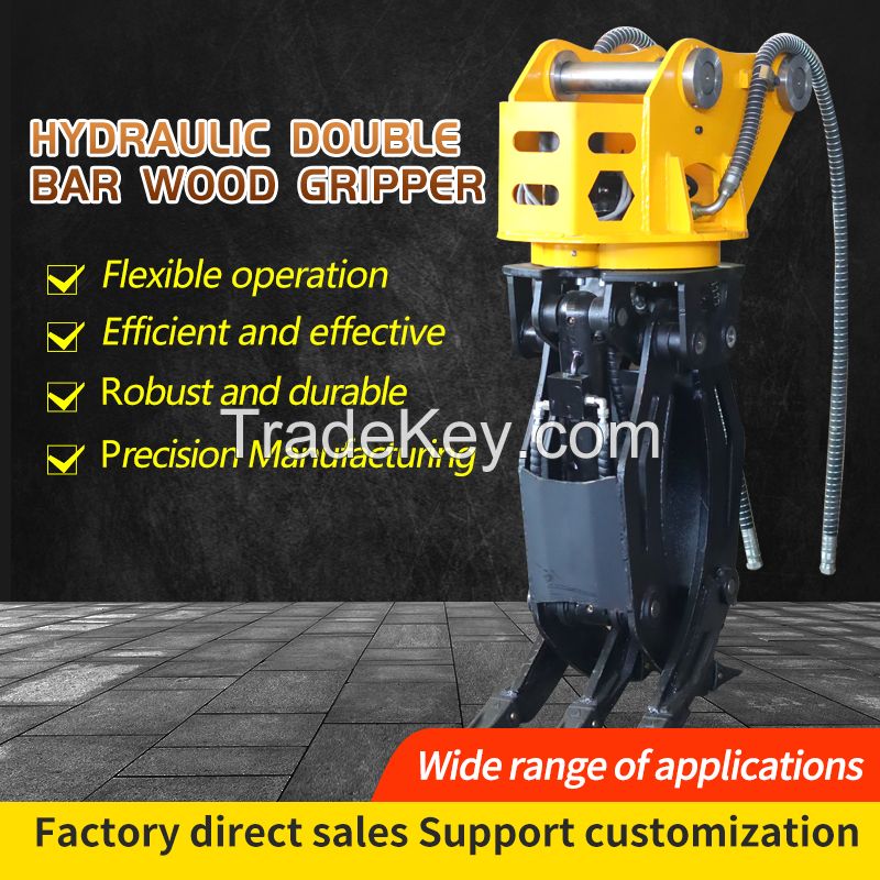 Double-bar digger wood grabber hydraulic 360 degree rotation single-cylinder double-cylinder clamp wood grab stone grab iron grab sugarcane sorghum grab grass machine