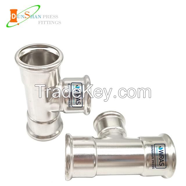 Press fittings DVGW/WRAS/ISO9001/CE Stainless Steel M 90 equal tee