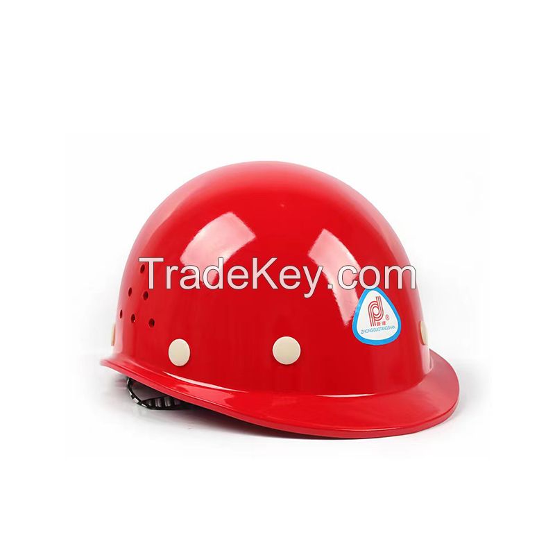 Safety helmet new national standard ABS breathable summer safety helmet dome FRP construction site construction engineering supervision power construction safety helmet dome breathable red 10 jacking up