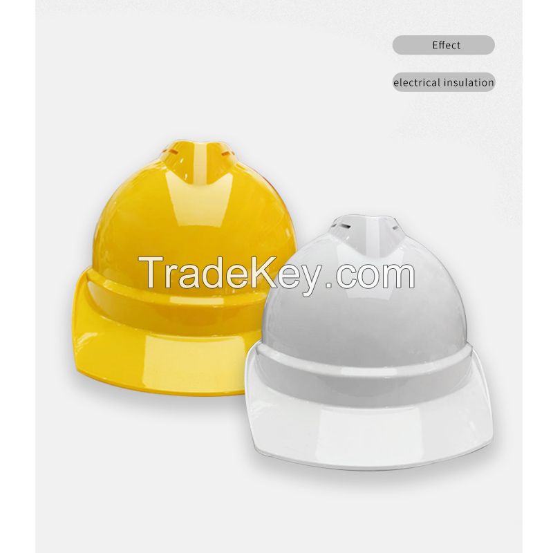 Standard V-shaped helmet construction site construction engineering construction helmet leader safety helmet electric power electrician Supervision Labor Protection anti smashing white 500 top selling